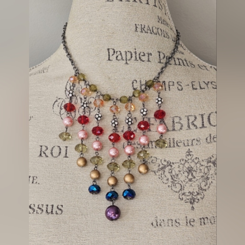 Gorgeous Calypso Beaded Colorful Cascade Necklace
